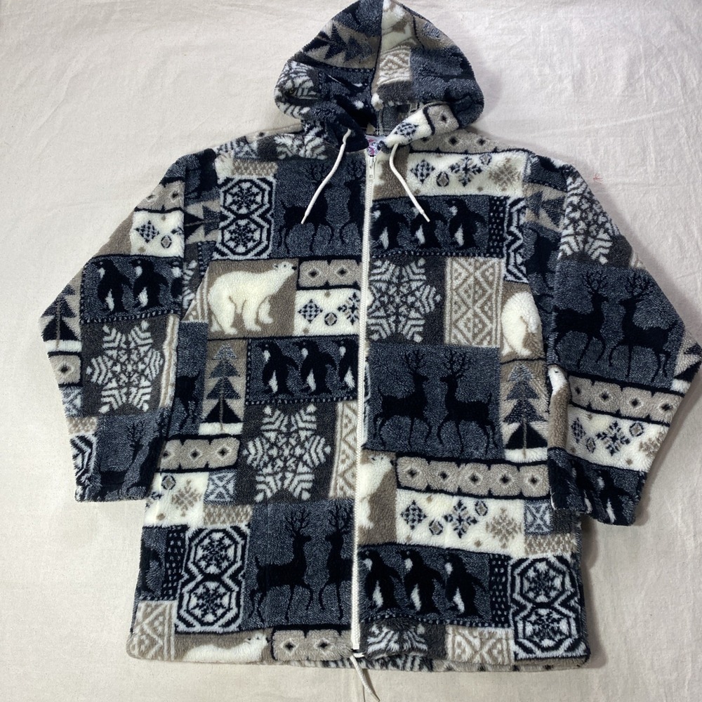 Vtg Northern Style Jacket Mens M Fleece Full Zip Hoodie USA Made Gorpcore